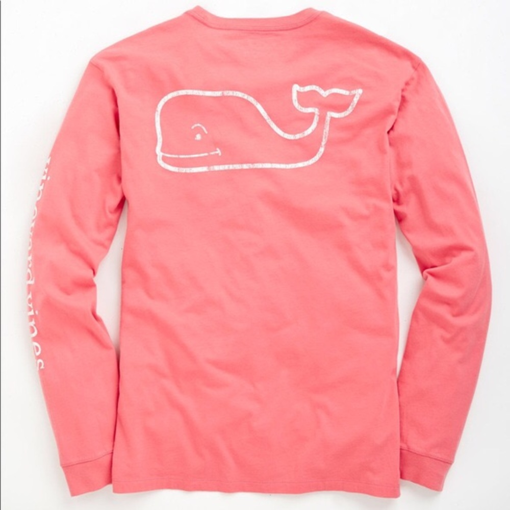 Salmon vineyard vines whale pocket graphic tee long sleeve - Picture 2 of 3